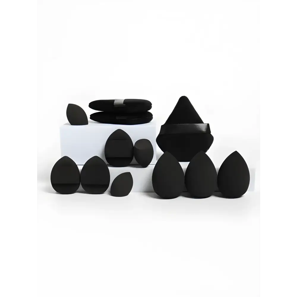 12-Piece All-Purpose Makeup Sponge Set Made of 3 Loose Powder Puffs - black - Other