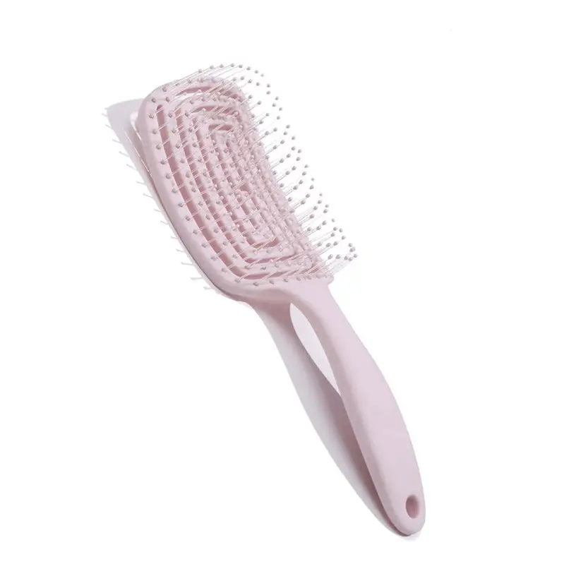 1pc Elastic Painted Solid Color Massage Comb With Hollow Out Design Hair Brush