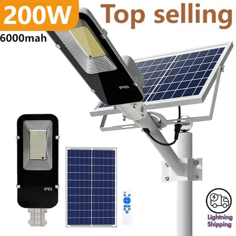 Powerful Solar Light with panel and remote for outdoor solar street lighting