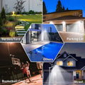 Collage of outdoor lighting applications featuring powerful solar light and solar street light