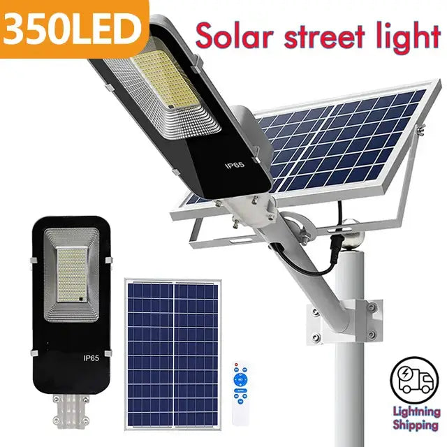 Powerful solar light with panel for outdoor solar street lighting, ideal for gardens