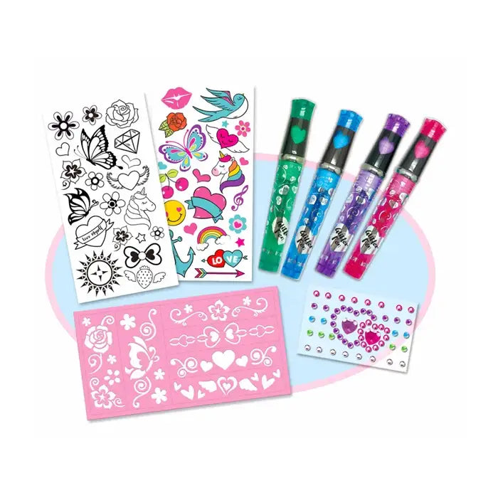 Glitter tattoo kit from 2024 Kids Makeup Set for creative body art tattoo fun