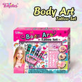 Colorful Body Art Tattoo Set for Kids with Tattoo Pen, Stencils, and Gem Stickers