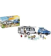 Playmobil Family Fun 71423 caravan with car, camping, versatile camping fun in nature with...