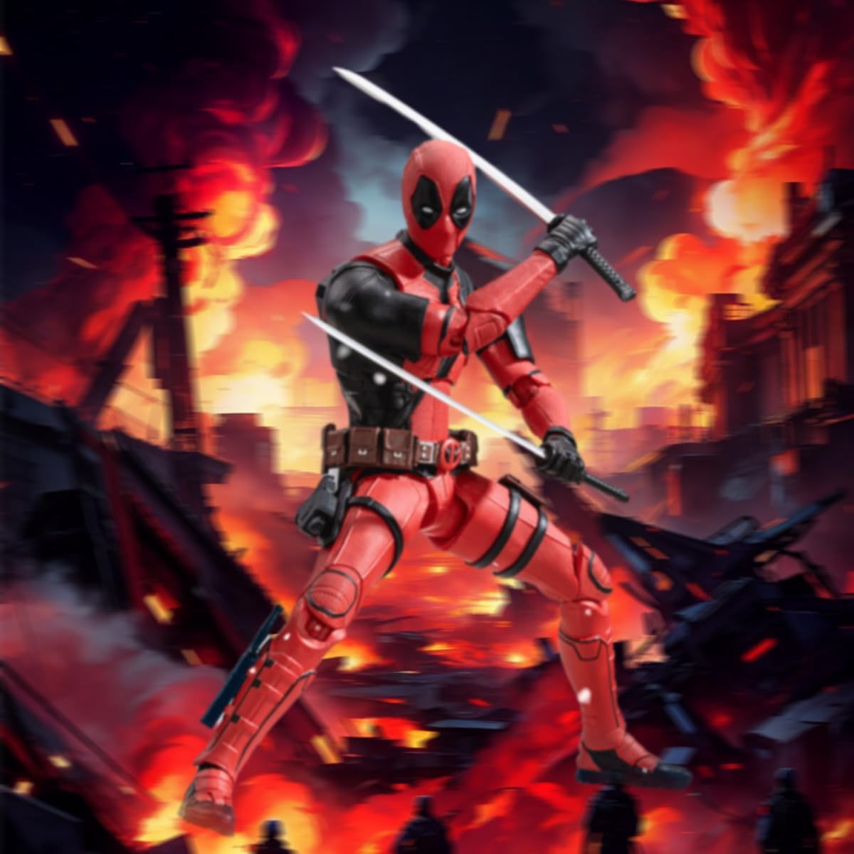 Deadpool action figure with swords from HiPlay ZD Toys Movie Edition collectible set