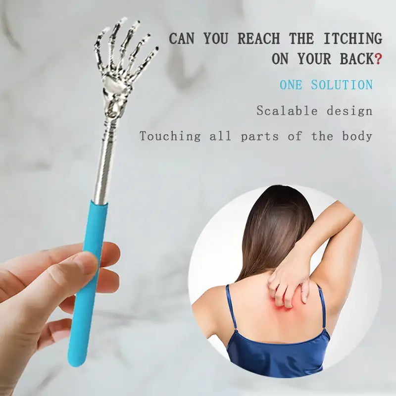 Retractable Back Scratcher Stainless Steel Long Handle Body Scratching Massage Tool Portable Universal Black Blue