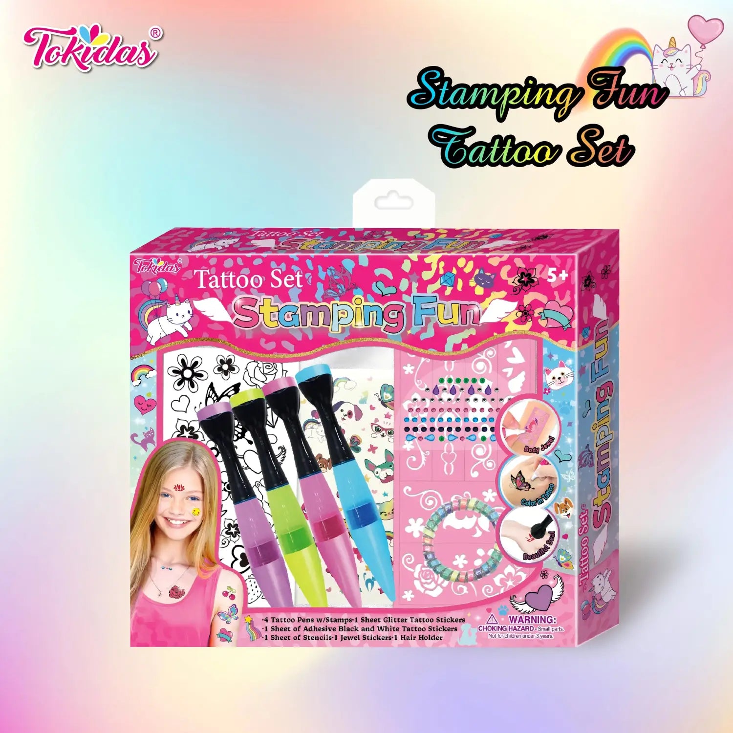 2024 Kids Makeup Set Body Art Tattoo Set Tattoo Pen Tattoo Stencil Gem Stickers Set Kids Toys