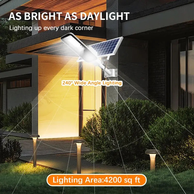 200W Powerful Solar Light Outdoor Solar Street Light 6000mah Waterproof Automatic Dusk to Dawn Street Light For Garage