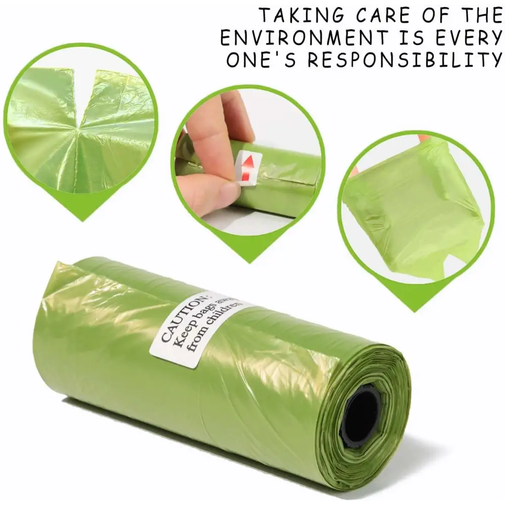 Roll of green biodegradable Dog Poop Bags from AiTodos 600PCS for eco-friendly cleanup