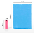 Blue plastic bag and pink roll of AiTodos 600PCS Dog Poop Bags for pet waste disposal