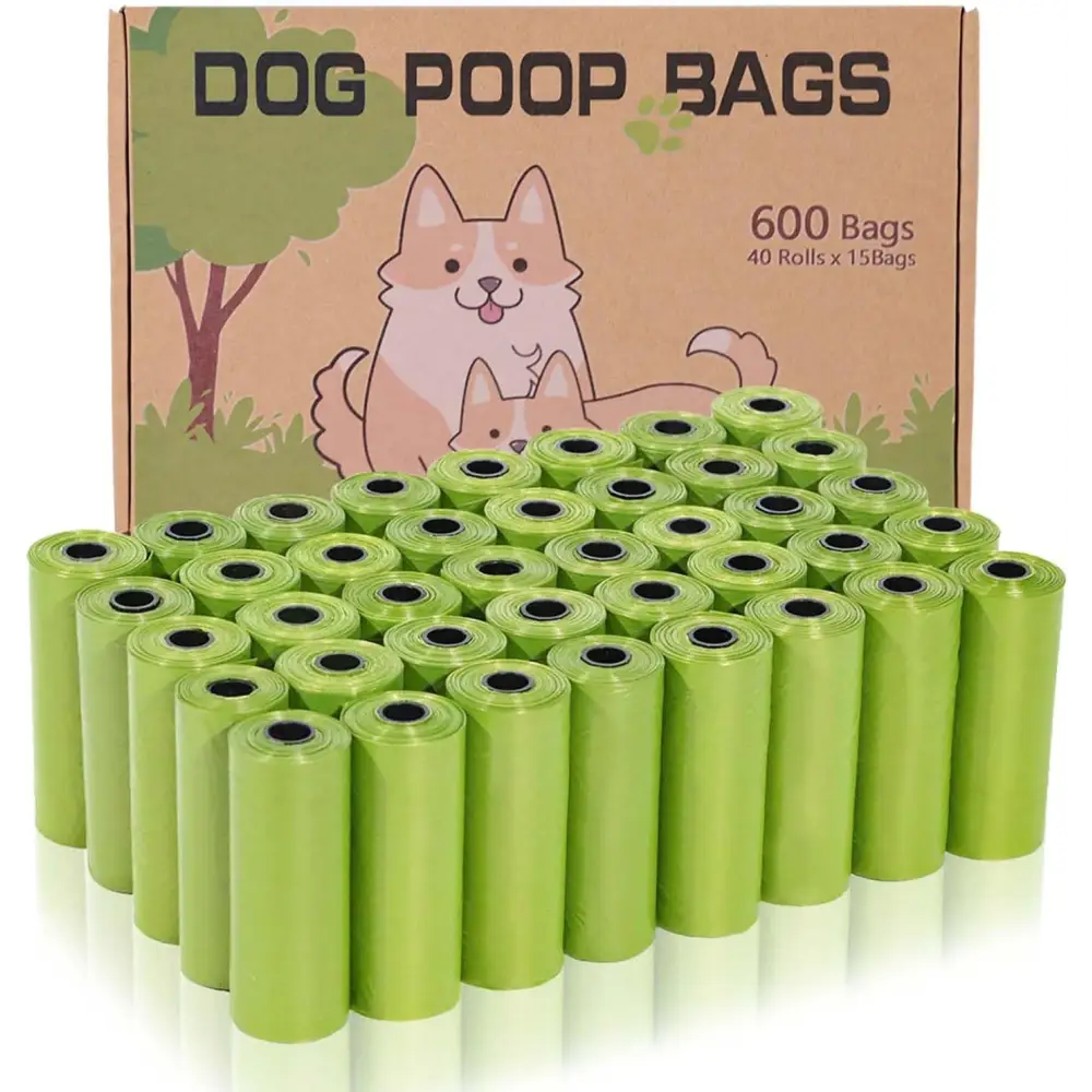 Rolls of green AiTodos 600PCS Dog Poop Bags, eco-friendly dog poo bags for walks