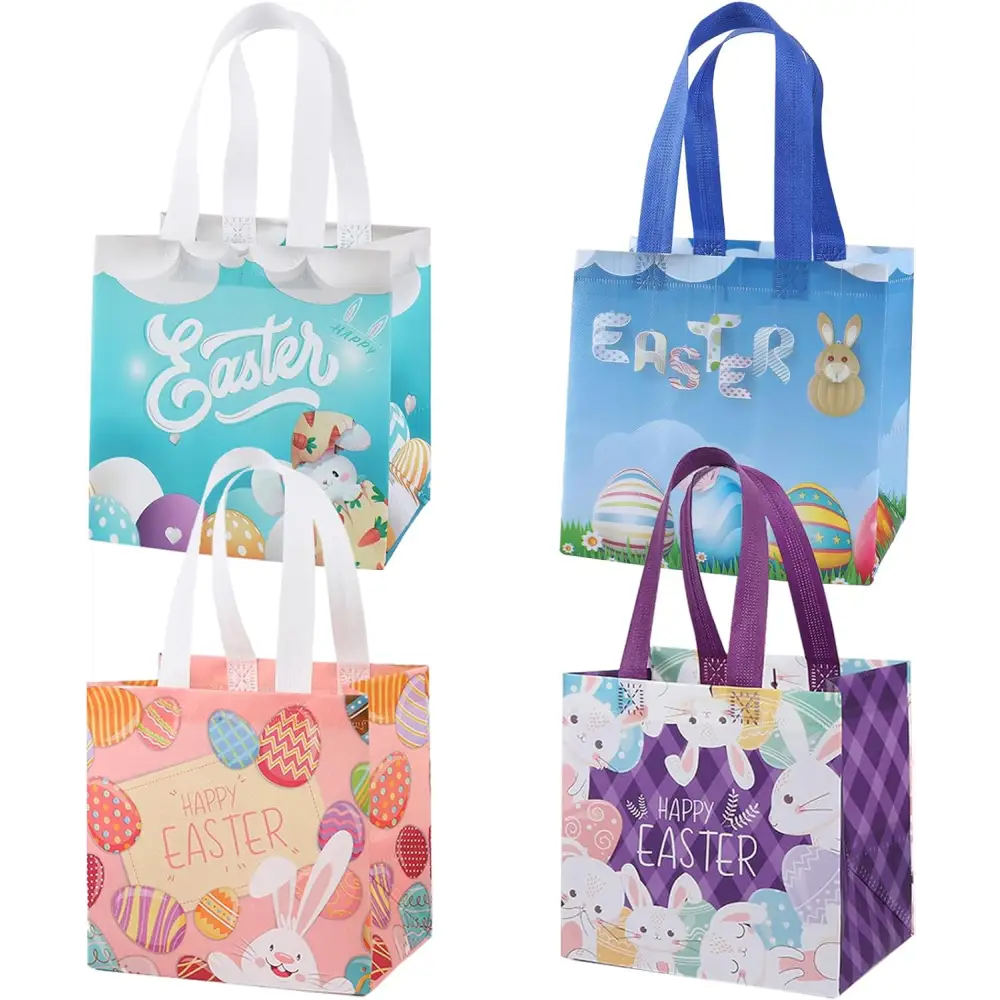 Colorful AUXHCYL pack Easter gift bags for kids perfect for Easter egg hunt celebrations