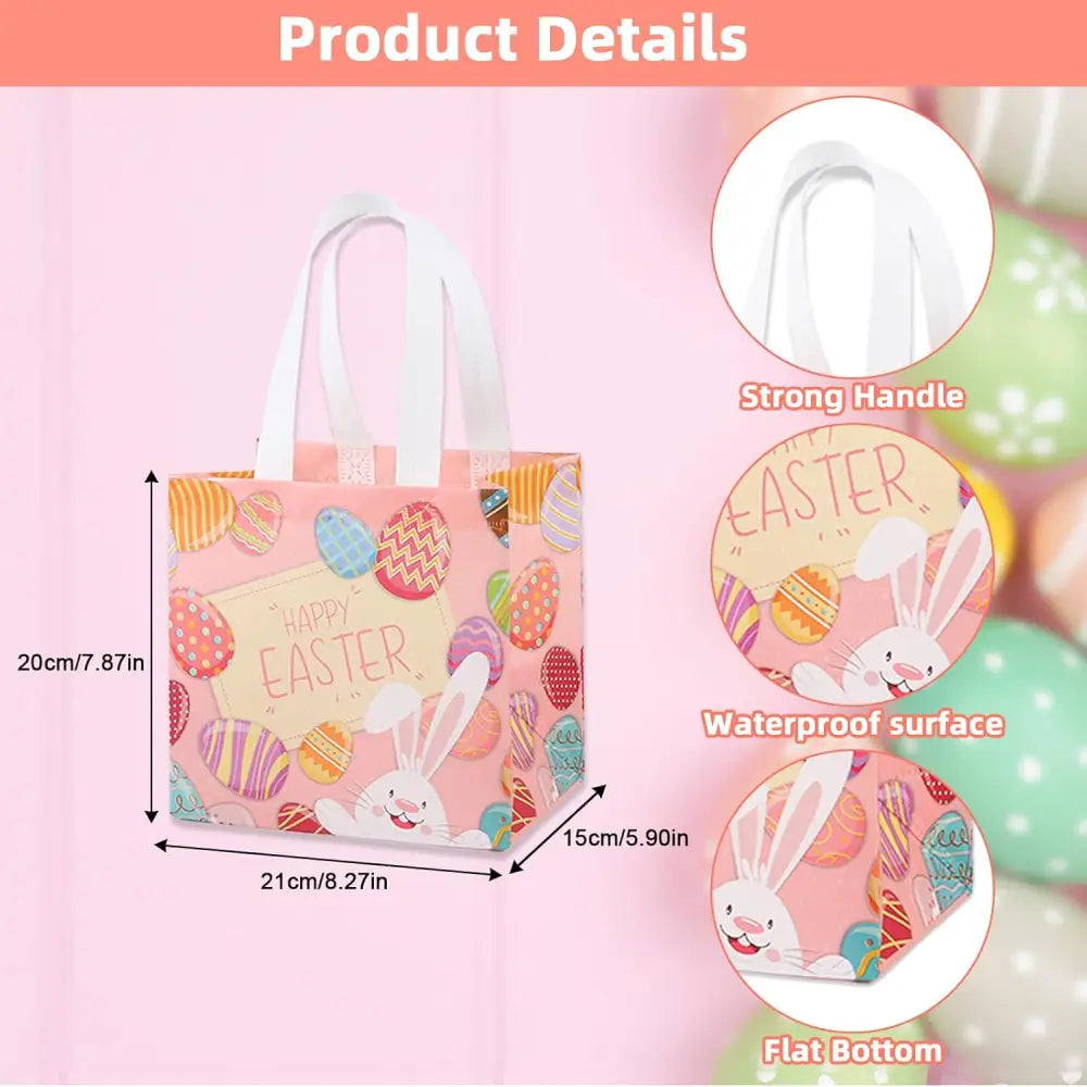 Pink Easter gift bag with handles for Easter egg hunt, perfect for kids’ treats