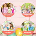 Collage of AUXHCYL 4 Pack Easter Gift Bags for Easter egg hunt and treats