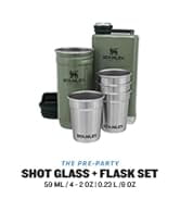 Stanley Adventure Pre-Party Shot Glasses Set + Hip Flask - BPA-Free Stainless Steel Flask - Alcoh...