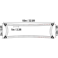 Rectangular shade sail diagram with dimensions for BeGrit Greenhouse Shading Net