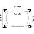 Rectangular BeGrit Greenhouse Shading Net sun shade cloth with dimensions displayed