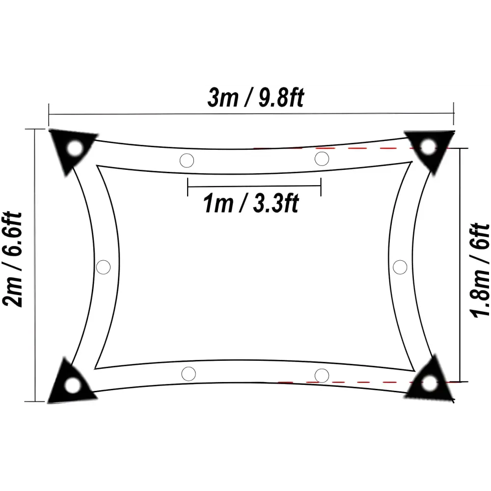 Rectangular BeGrit Greenhouse Shading Net sun shade cloth with dimensions displayed