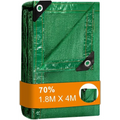 Folded green tarp with grommets for greenhouse shading and garden sun protection