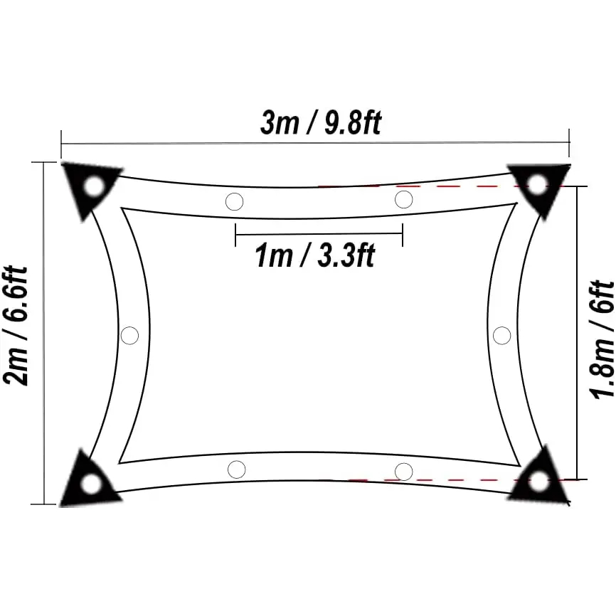 Rectangular shade sail with dimensions for BeGrit Greenhouse Shading Net and Pergola