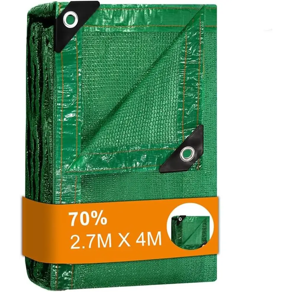 Folded green tarp from BeGrit Greenhouse Shading Net with Grommets and UV resistance