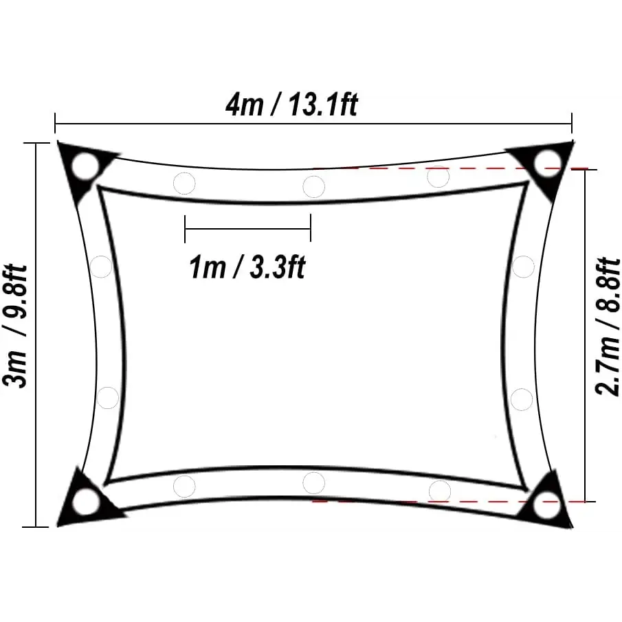 Rectangular BeGrit Greenhouse Shading Net with Grommets and dimensions 1.8m x 2m