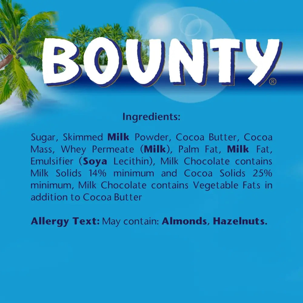 Bounty Large Egg 177G ingredients and allergy info including cocoa butter details