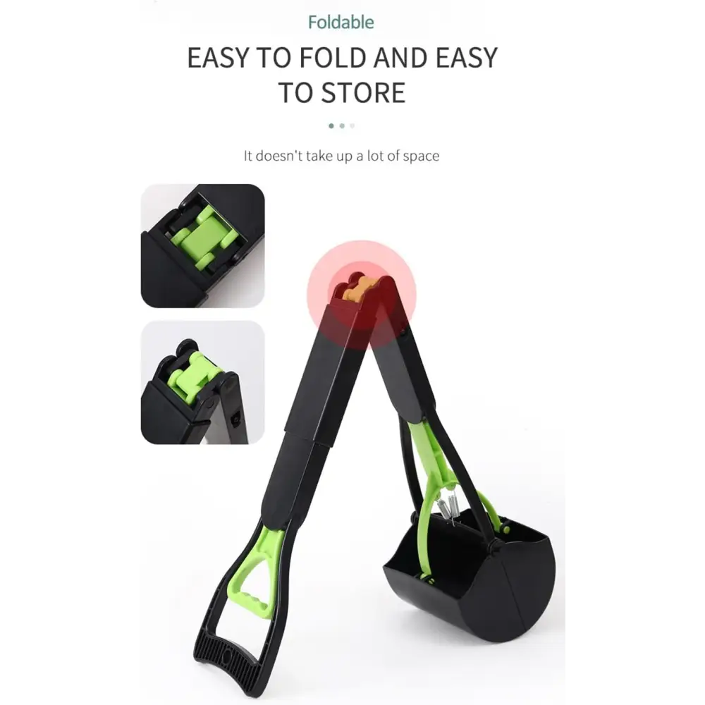 Foldable black and green Ceasyde Long Handle Dog Pooper Scooper for easy waste cleanup