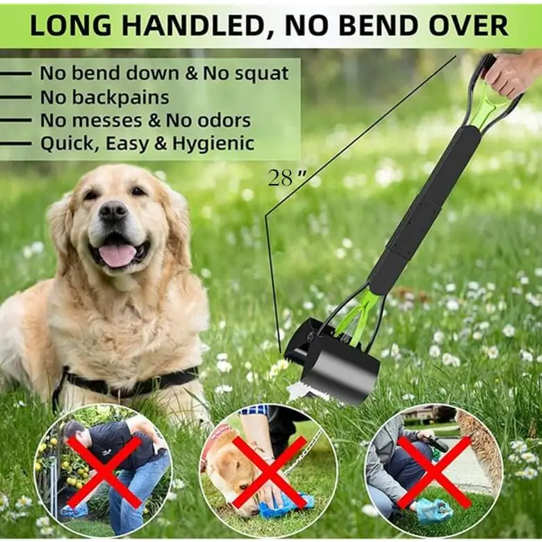 Black and green Ceasyde Long Handle Dog Pooper Scooper for easy pet waste cleanup