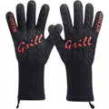 COOLJOB BBQ Gloves Oven Gloves Heat Resistant with Non Slip Silicone Oven Mitts with Fingers for Barbecue Grilling