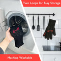 COOLJOB BBQ Gloves Oven Gloves Heat Resistant with Non Slip Silicone Oven Mitts with Fingers for Barbecue Grilling