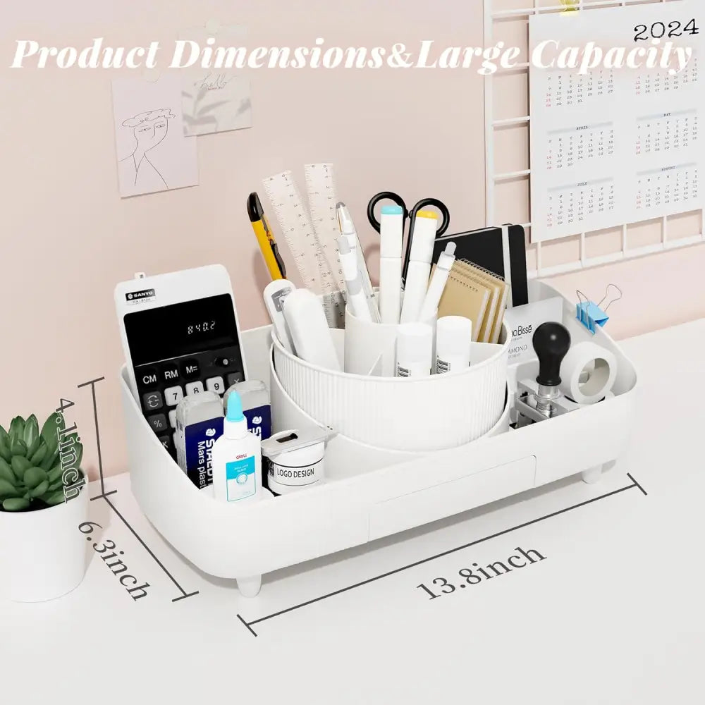 White desk organizer from Cooseya Makeup Organiser with 360 degree rotating cosmetic storage