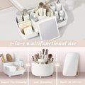 White COOSEYA Makeup Organiser with mirror, 360 degree rotating cosmetic storage