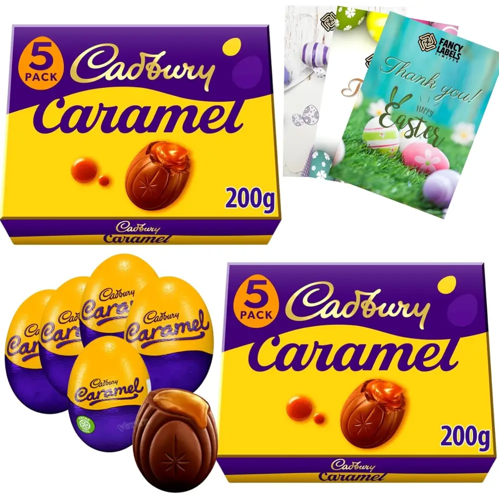 Cadbury Caramel Egg 200g in a Creme Egg Multipack with Fancy Labels Easter card