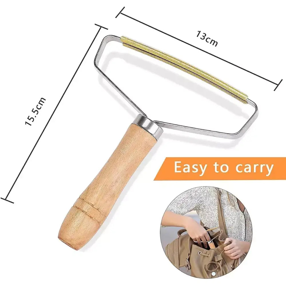 Wooden-handled lint remover dimensions for the Crevice Brush Clothes Fur Carpet Scraper