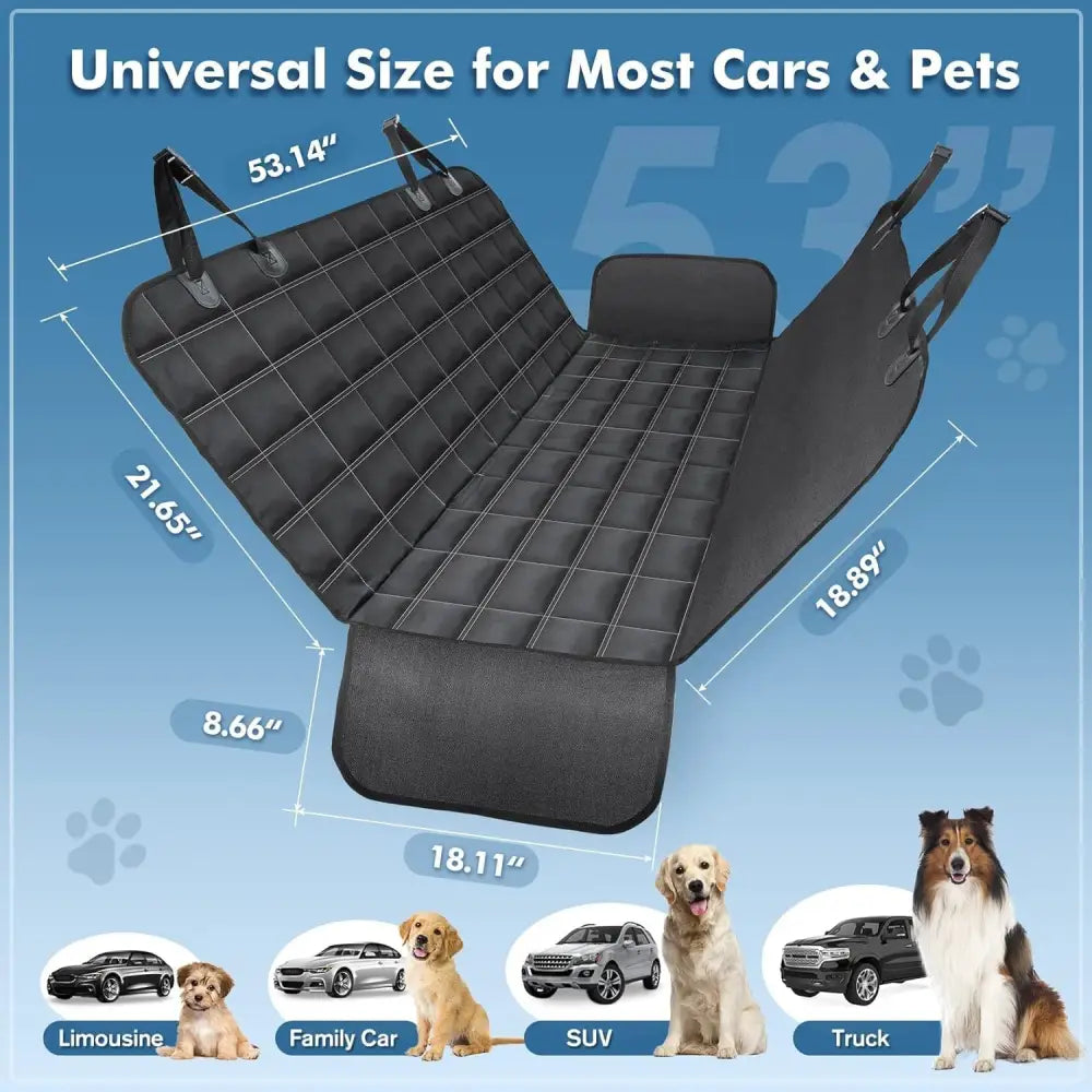 Dog Car Seat Cover 4-in-1 100% Waterproof Dog Car Hammock for Car Back Seat Scratchproof Nonslip Back Seat Cover