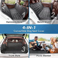 Dog Car Seat Cover 4-in-1 100% Waterproof Dog Car Hammock for Car Back Seat Scratchproof Nonslip Back Seat Cover