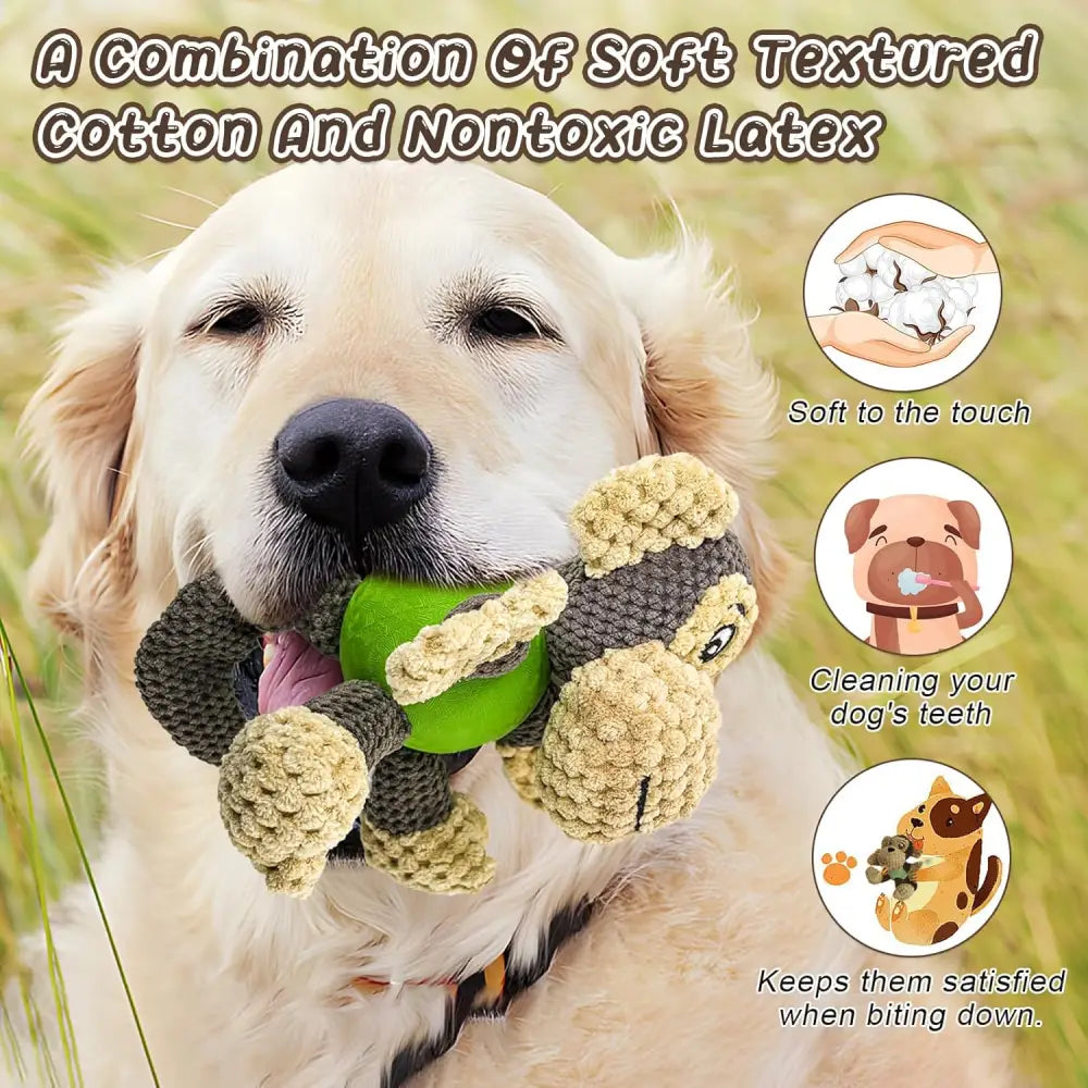 Dog toy made of soft cotton and nontoxic latex with squeaker for small dogs and puppies