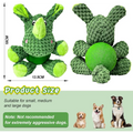 Green plush dog toy with squeaker and latex ball for small dogs and puppies