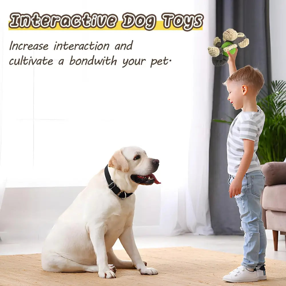 Interactive Plush Dog Toy with Squeaker and Latex Ball for Small Dogs and Puppies