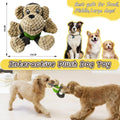 Monkey-shaped plush dog toy with squeaker and latex ball for small dogs and puppies