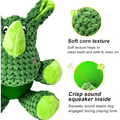 Green plush rhinoceros dog toy with squeaker and latex ball for small dogs and puppies