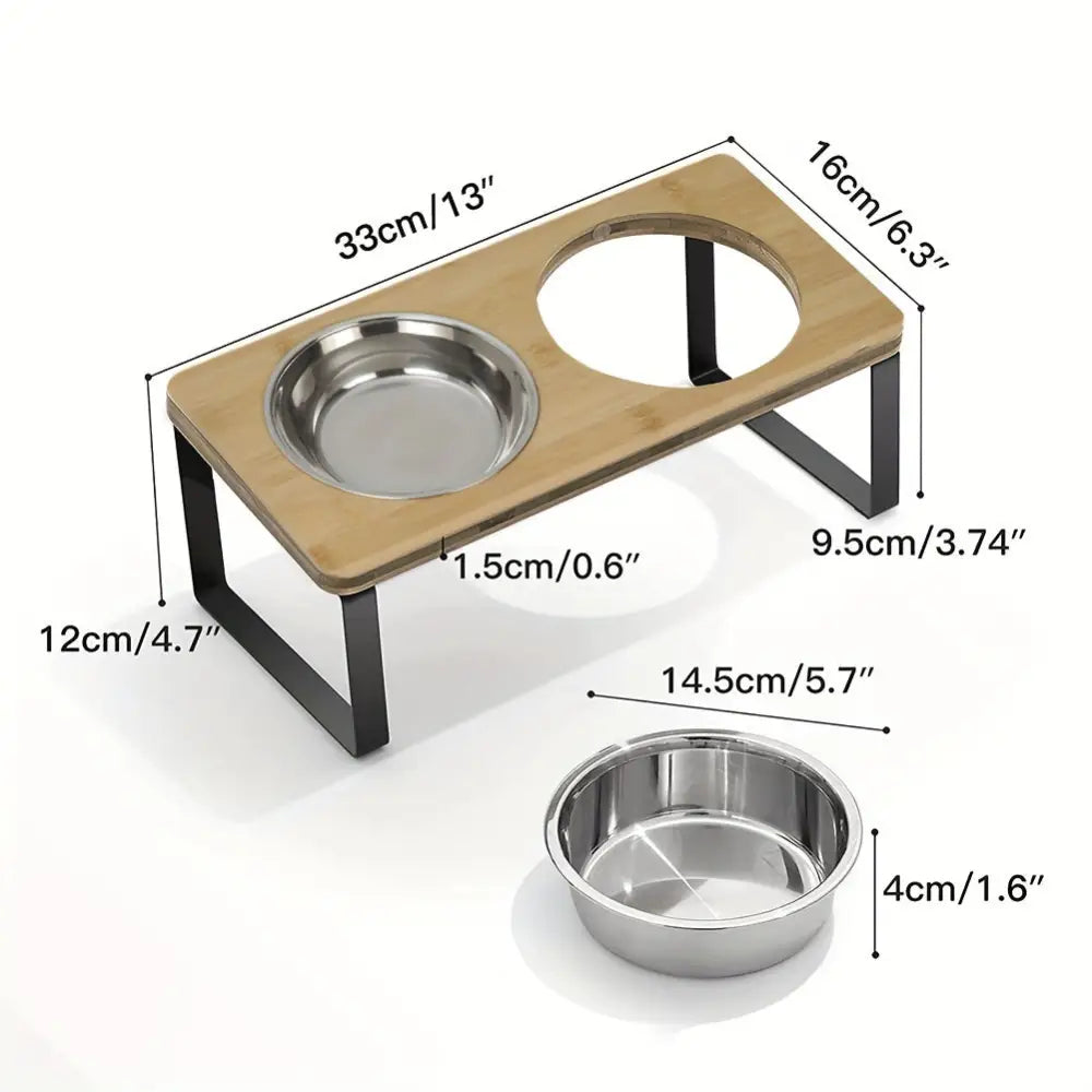 Double Bowl Dog Cat Feeder Elevated Stand Raised Dish Holder Feeding Food Water - 33*16*12cm