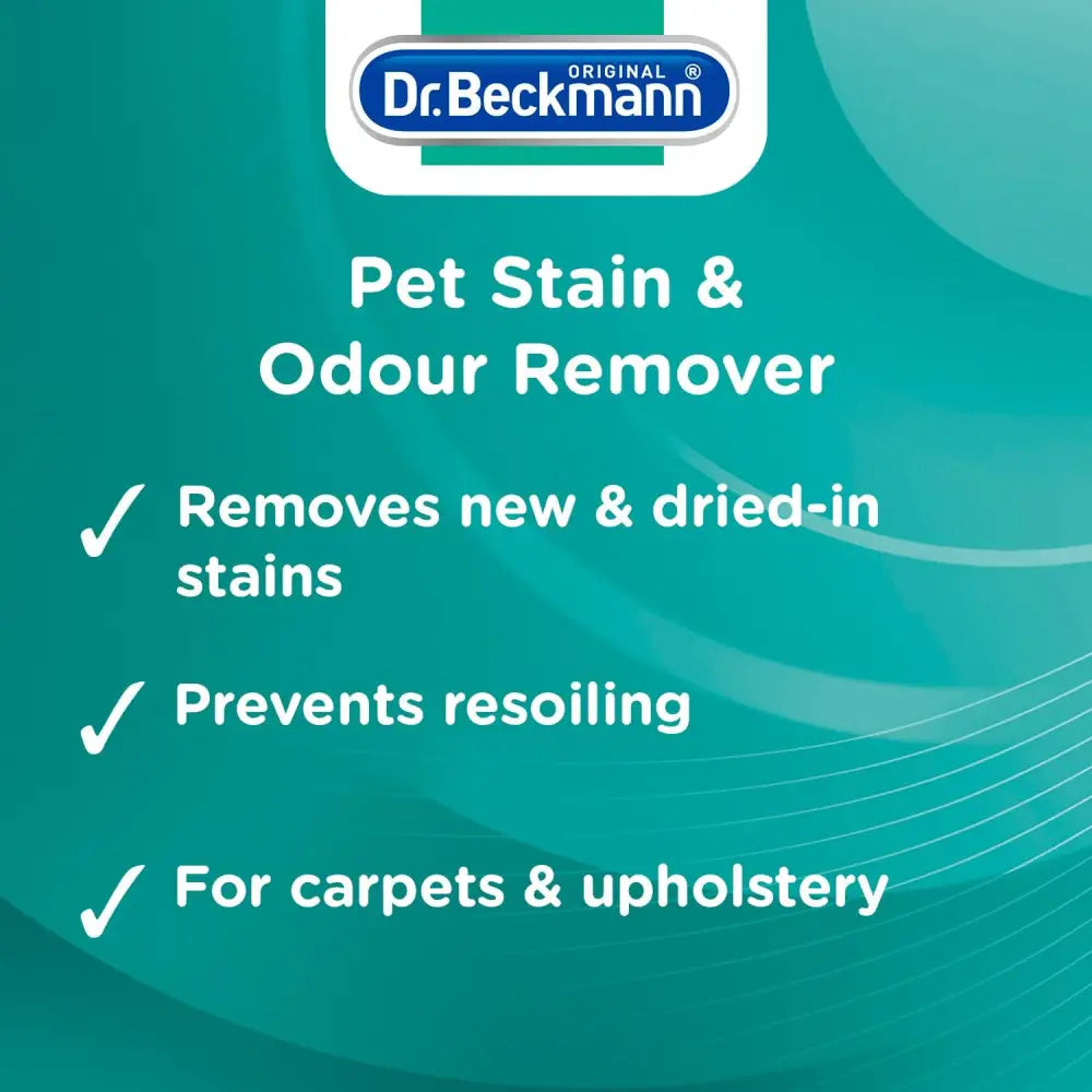 Dr. Beckmann Pet Stain & Odour Remover for carpet upholstery, includes applicator brush