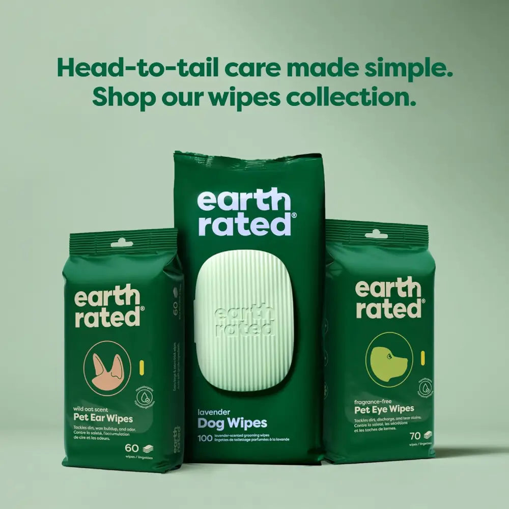 Earth Rated Hypoallergenic Dog Wipes for odour-controlling grooming and hygiene care