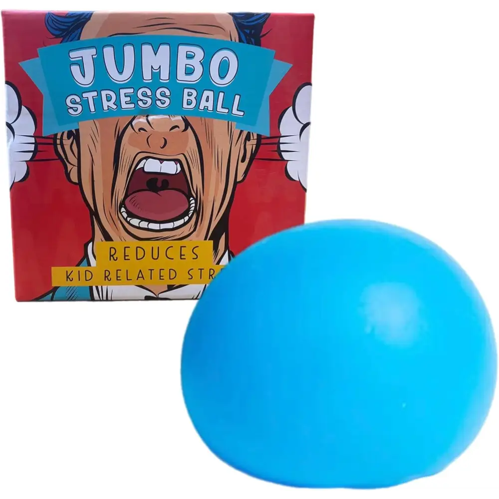 Blue novelty jumbo stress ball for anxiety relief and fidgeting at work or home