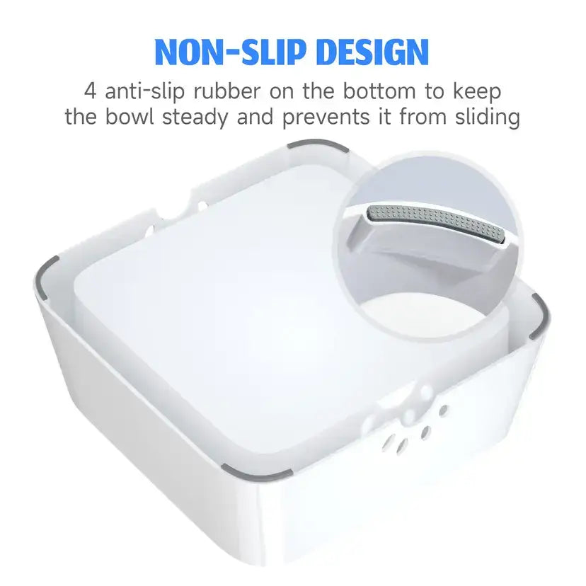 ELS PET 2L Dog Water Bowl with Filter Anti-Spill Slow Drinking Design Non-Slip Travel-Friendly Pet Water Bowl for Dogs