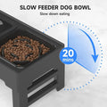 ELS PET Elevated Dog Bowls Adjustable Raised Dog Bowl with Slow Feeder Dog Bowl and Dog Water Bowl Non-Spill for Dogs