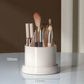 Rotating makeup brush holder with clear lid and cute ribbon, Dustproof Organizer