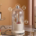 Clear ribbed cosmetic storage dome on Ezebesta 360 rotating makeup brush holder
